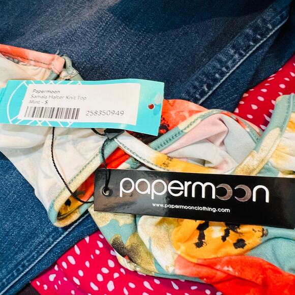 NEW! Papermoon x Stitchfix Samala Halter Knit Top Floral Print Casual - S - Picture 4 of 4